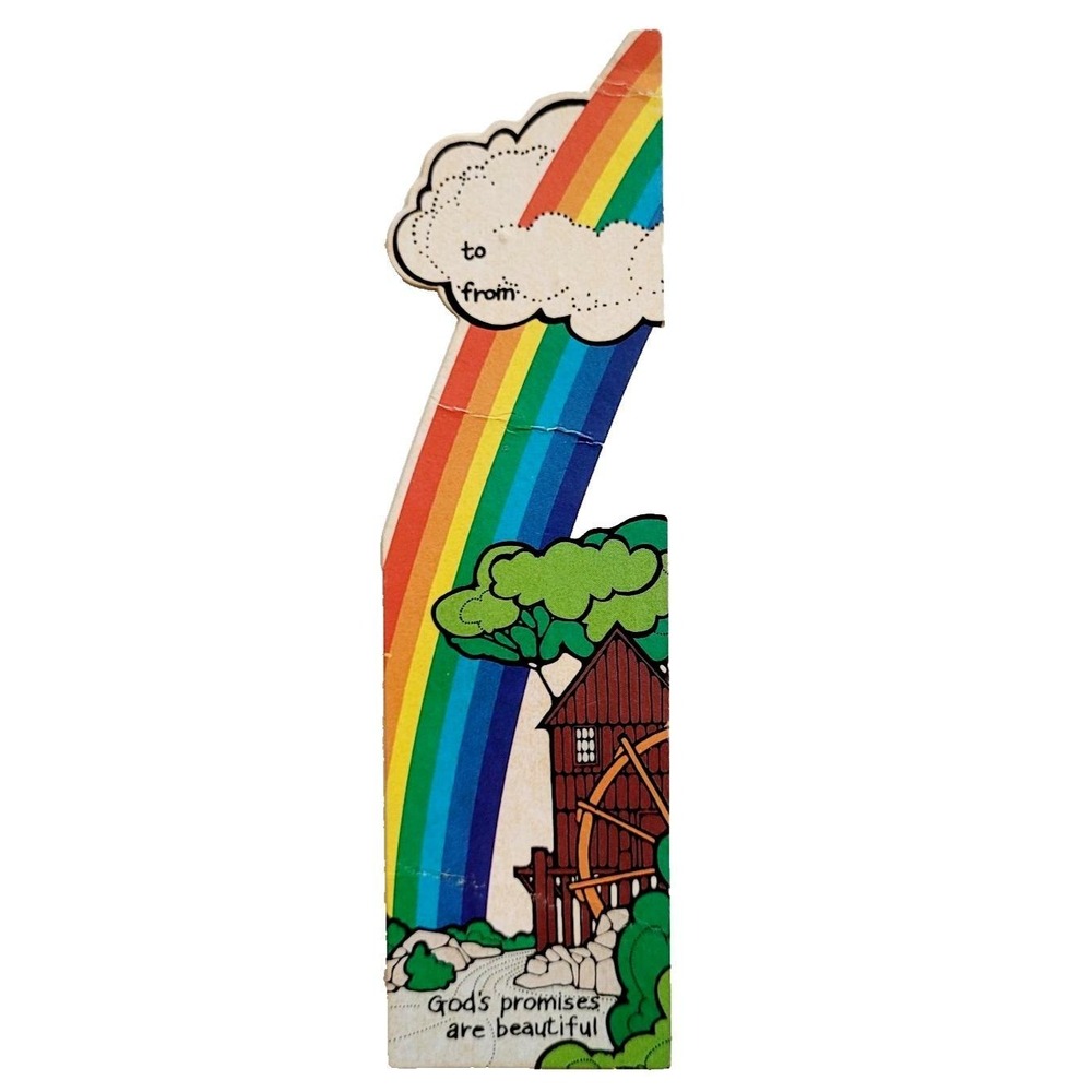 Vintage 80s Rainbow Mill paperboard Bookmark, God's Promises, 1981 Antioch Z-101
